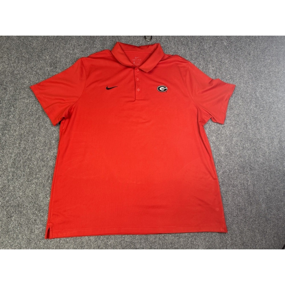 Men's Nike UGA Georgia Bulldogs Polo Shirt Size XXL Red Dri-Fit Dawgs NCAA